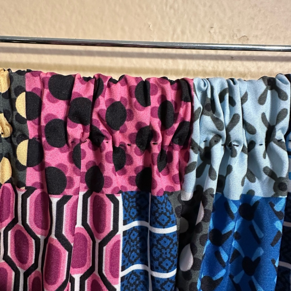 Hand-Stitched Patchwork Geometric Midi Skirt - image 3